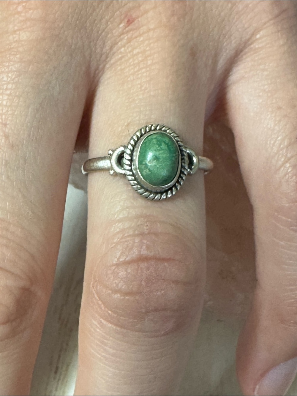 Emerald Valley Turquoise Sterling Silver Stacker Ring - Size 6.25